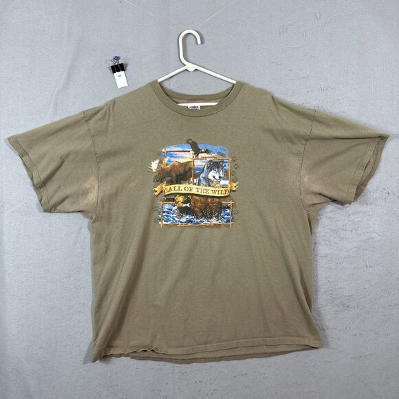 Vintage Alaska Call Of The Wild Extra 2XL Shirt Grizzly Bear Moose Wolf Delta - Picture 1 of 13